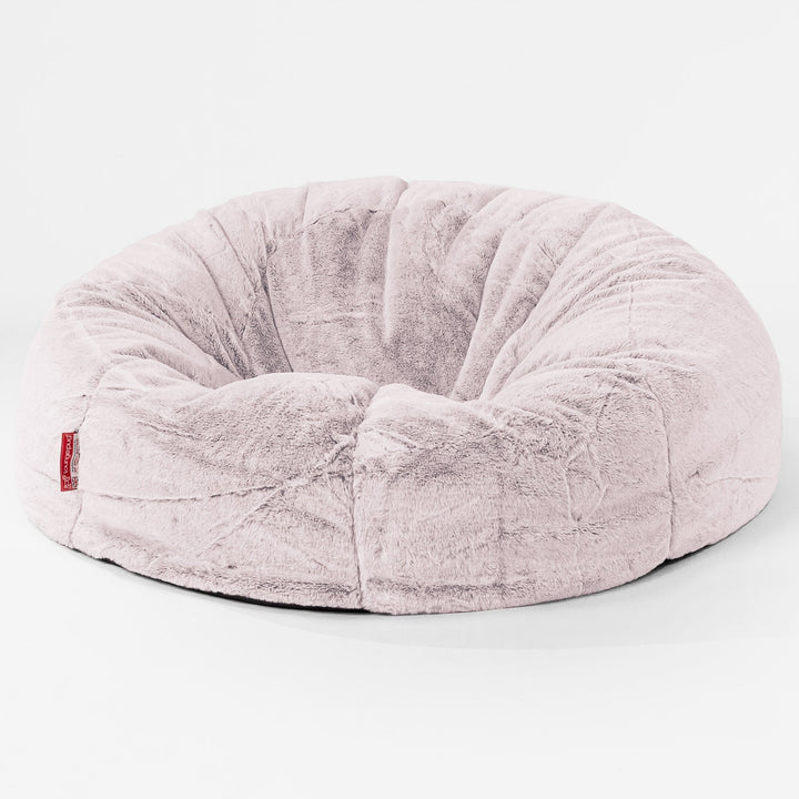 Klasyczna sofa pufa - Sztuczne futerko z królika Łosoś 01