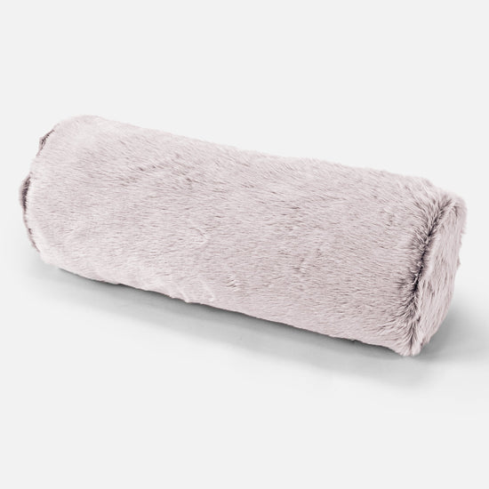 Poduszka ozdobna wałek 20 x 55cm - Sztuczne futerko z królika Łosoś 01