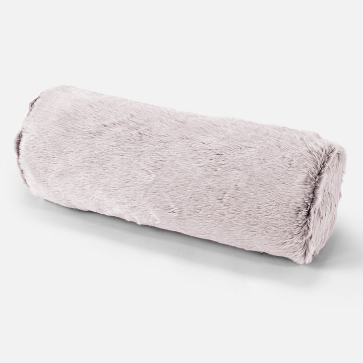 Poduszka ozdobna wałek 20 x 55cm - Sztuczne futerko z królika Łosoś 01