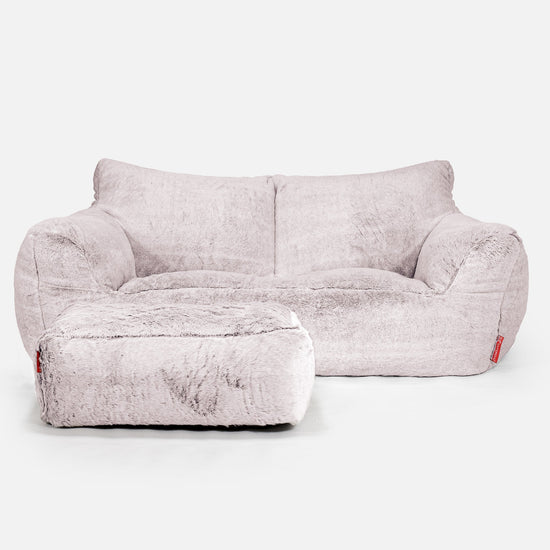 Sofa pufa Josephine - Sztuczne futerko z królika Łosoś 02