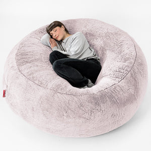 Sofa pufa XXL Mega Mammoth - Sztuczne futerko z królika Łosoś