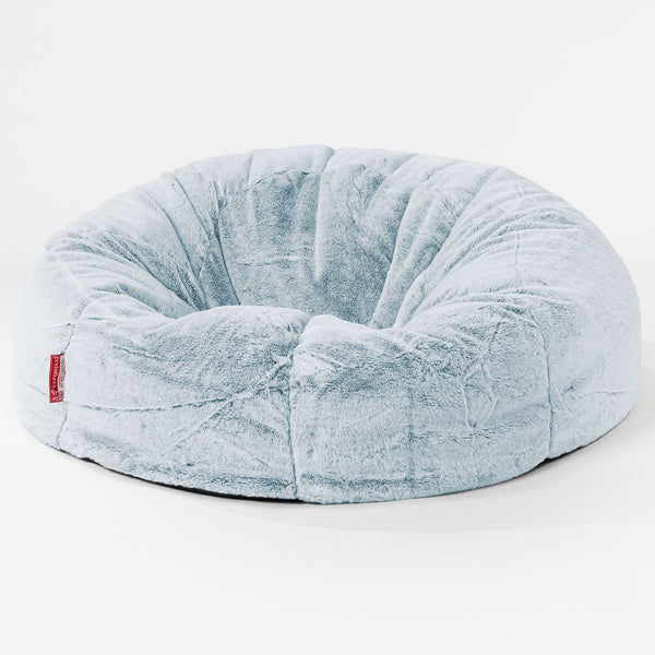 Klasyczna sofa pufa - Sztuczne futerko z królika Popielaty 01