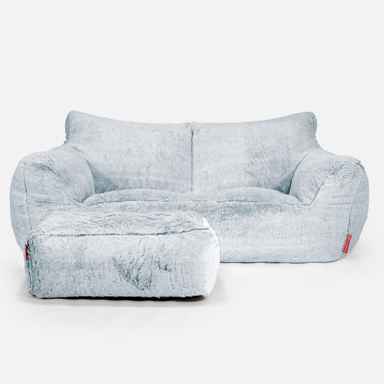 Sofa pufa Josephine - Sztuczne futerko z królika Popielaty 02