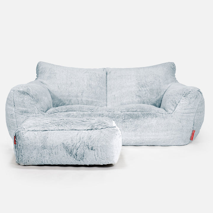 Sofa pufa Josephine - Sztuczne futerko z królika Popielaty 02