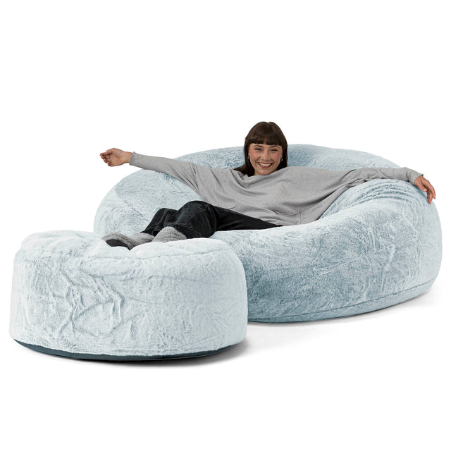 Sofa pufa XXL Mega Mammoth - Sztuczne futerko z królika Popielaty 02