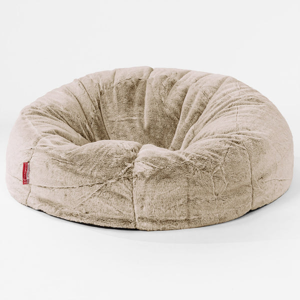 Klasyczna sofa pufa - Sztuczne futerko z królika Złoty brąz 01