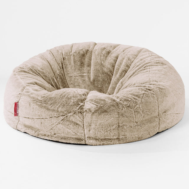 Klasyczna sofa pufa - Sztuczne futerko z królika Złoty brąz 01