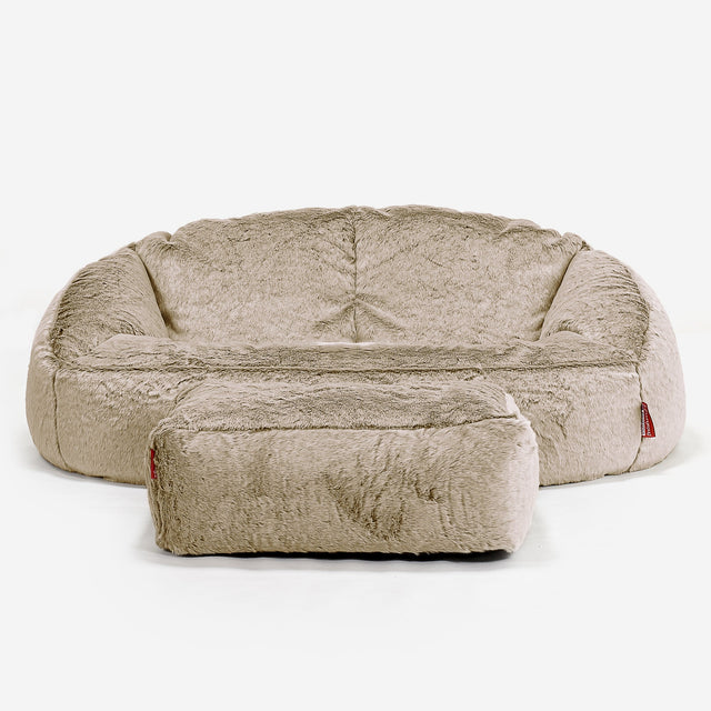 Sofa pufa Bubble - Sztuczne futerko z królika Złoty brąz 02