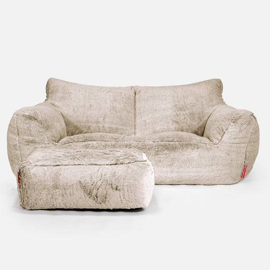 Sofa pufa Josephine - Sztuczne futerko z królika Złoty brąz 02