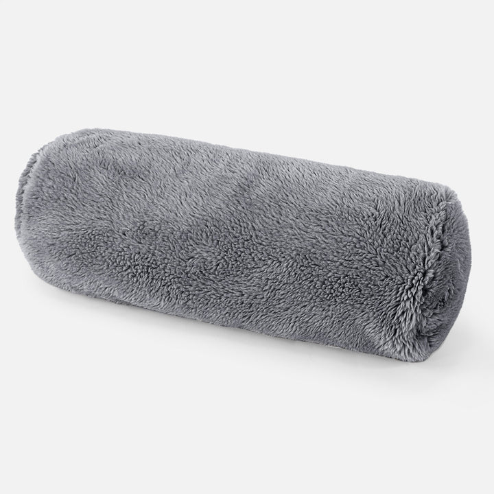 Poduszka ozdobna wałek 20 x 55cm - Sztuczny miś Ciemna szarość 01