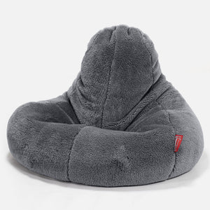 Siedzisko dla graczy pufa sako Ultra Lux - Sztuczny miś Ciemna szarość