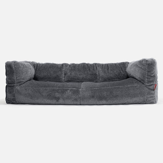 Sofa 3-osobowa pufa Albert - Sztuczny miś Ciemna szarość 01