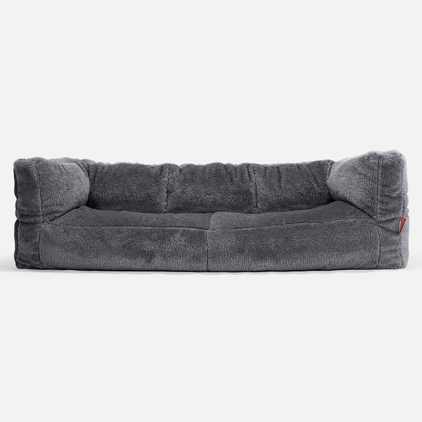 Sofa 3-osobowa pufa Albert - Sztuczny miś Ciemna szarość 01