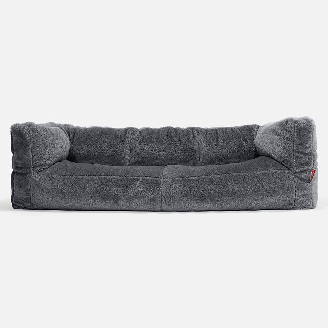 Sofa 3-osobowa pufa Albert - Sztuczny miś Ciemna szarość 01