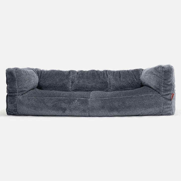 Sofa 3-osobowa pufa Albert - Sztuczny miś Ciemna szarość 01