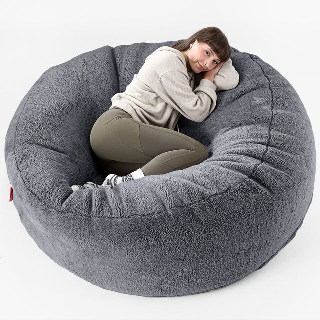 Sofa pufa XXL Mega Mammoth - Sztuczny miś Ciemna szarość 01