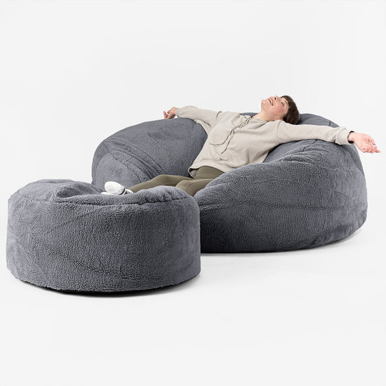 Sofa pufa XXL Mega Mammoth - Sztuczny miś Ciemna szarość 02