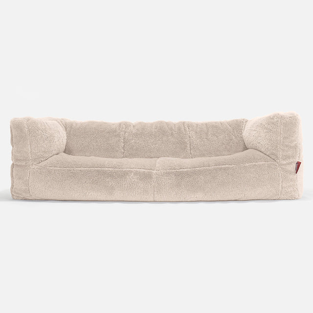 Sofa 3-osobowa pufa Albert - Sztuczny miś Śmietanka 01