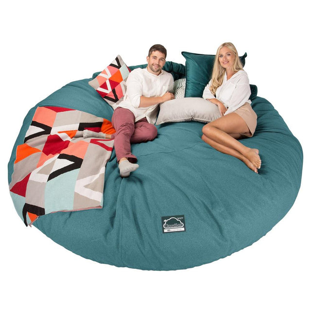 Sofa pufa piankowa CloudSac 5000 XXXXXL Titanic - Wełna Interalli Akwamaryna 01