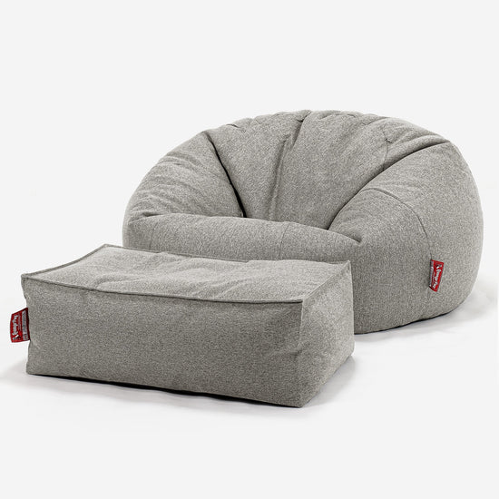 Klasyczna sofa pufa - Wełna Interalli Srebro 02