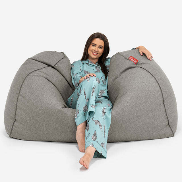Olbrzymia sofa pufa - Wełna Interalli Srebro 02