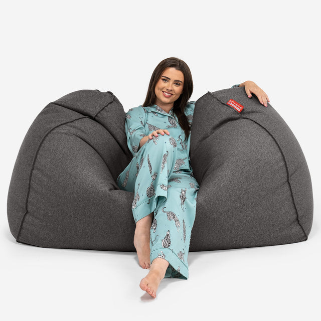 Olbrzymia sofa pufa - Wełna Interalli Szarość 02
