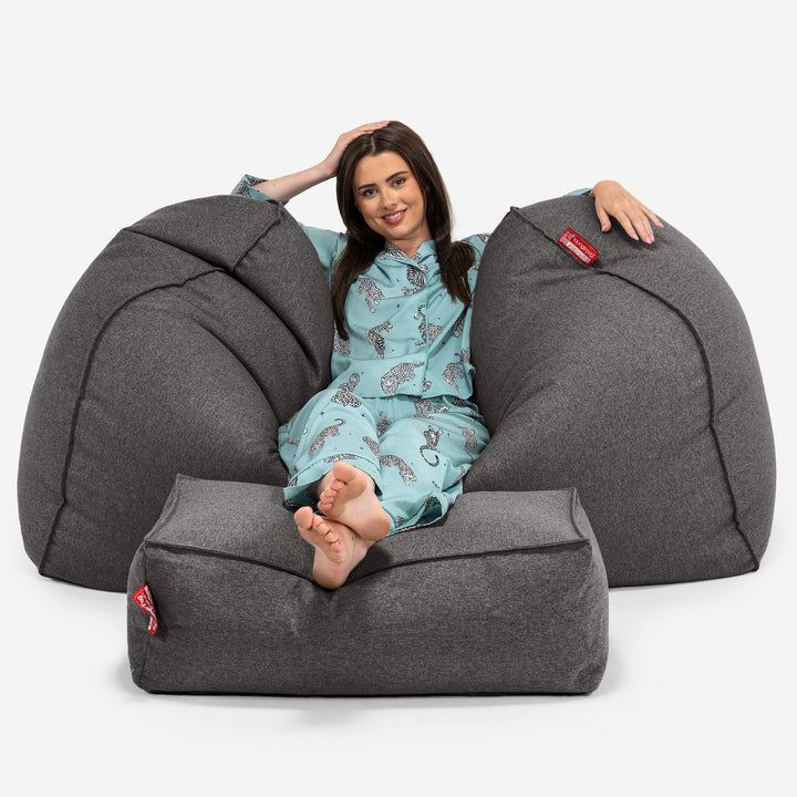 Olbrzymia sofa pufa - Wełna Interalli Szarość 03