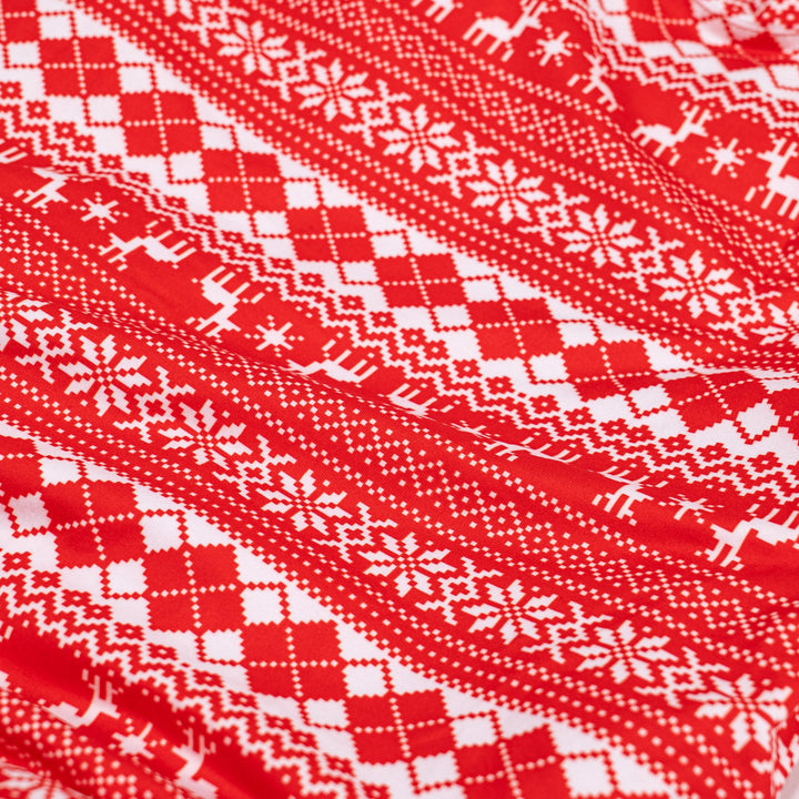 Piżama damska z dżerseju - Czerwona Fairisle 06