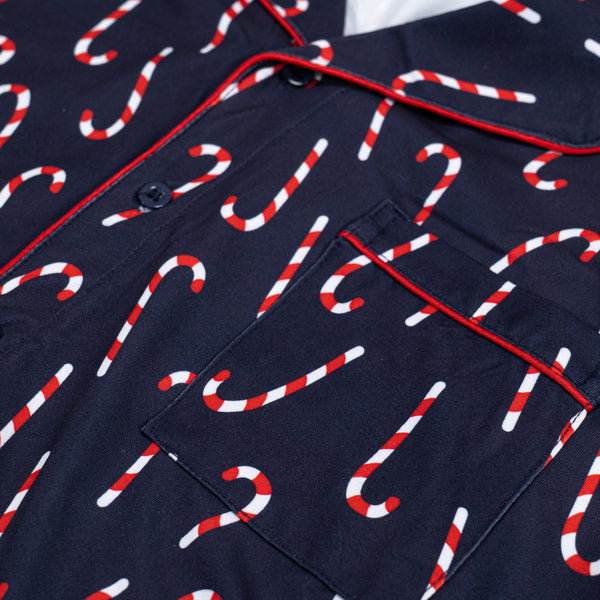 Piżama męska - Cukierkowe paski Granat Fabric Close-up Image